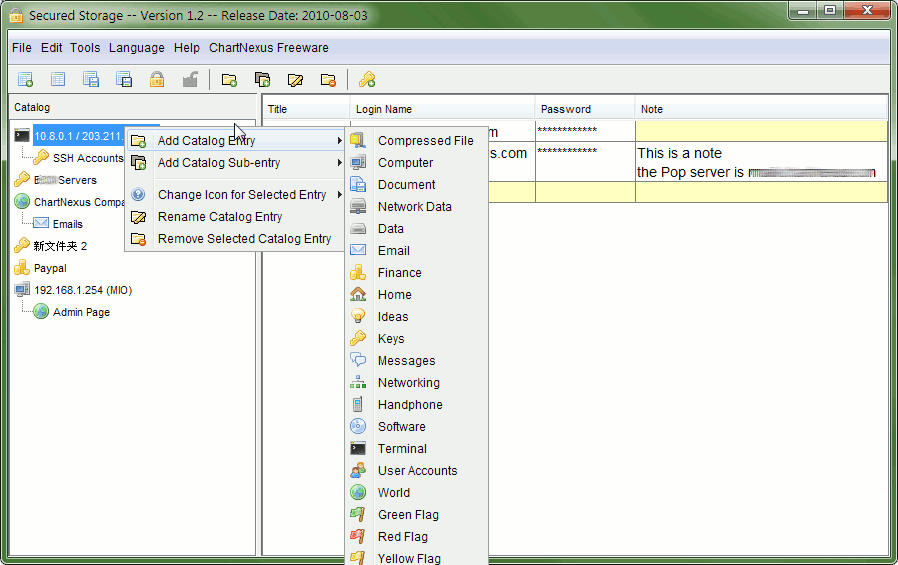 Store password lock confidential information data